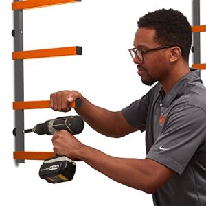 Bora Wood Organizer and Lumber Storage Metal Rack with 6-Level Wall Mount – Indoor and Outdoor Use, In Orange | PBR-001