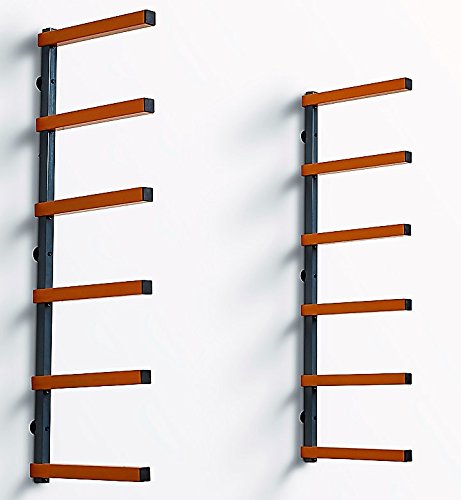 Bora Wood Organizer and Lumber Storage Metal Rack with 6-Level Wall Mount – Indoor and Outdoor Use, In Orange | PBR-001