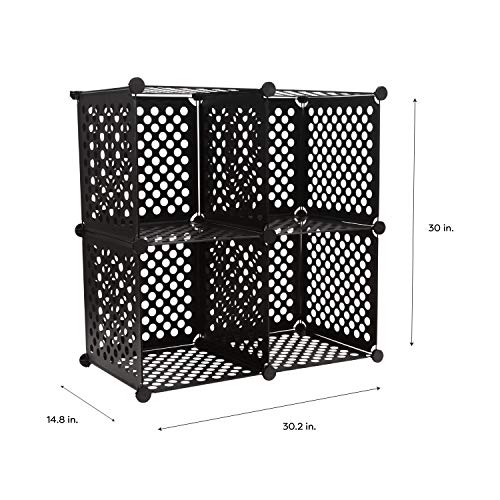 Organize It All Set of 4 Stacking Cubes, Dimensions: 30.2 x 30.2 x 14.8 inches, Stackable Cubes, Great for Any Room, Home Organization, Black