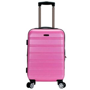 rockland melbourne hardside expandable spinner wheel luggage, pink, carry-on 20-inch