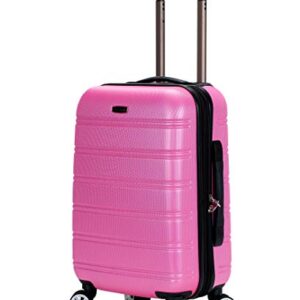 Rockland Melbourne Hardside Expandable Spinner Wheel Luggage, Pink, Carry-On 20-Inch