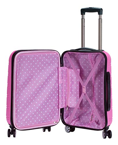 Rockland Melbourne Hardside Expandable Spinner Wheel Luggage, Pink, Carry-On 20-Inch