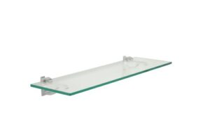 spancraft clear floating glass shelf 12" x 18" in chrome