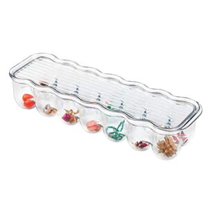 iDesign Plastic Egg Holder for Refrigerator with Handle and Lid, Fridge Storage Organizer for Kitchen, Holds up to 14, 4.25" x 14.5" x 3", Clear