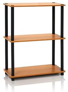 furinno turn-n-tube 3-tier compact multipurpose shelf display rack, light cherry