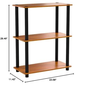 Furinno Turn-N-Tube 3-Tier Compact Multipurpose Shelf Display Rack, Light Cherry