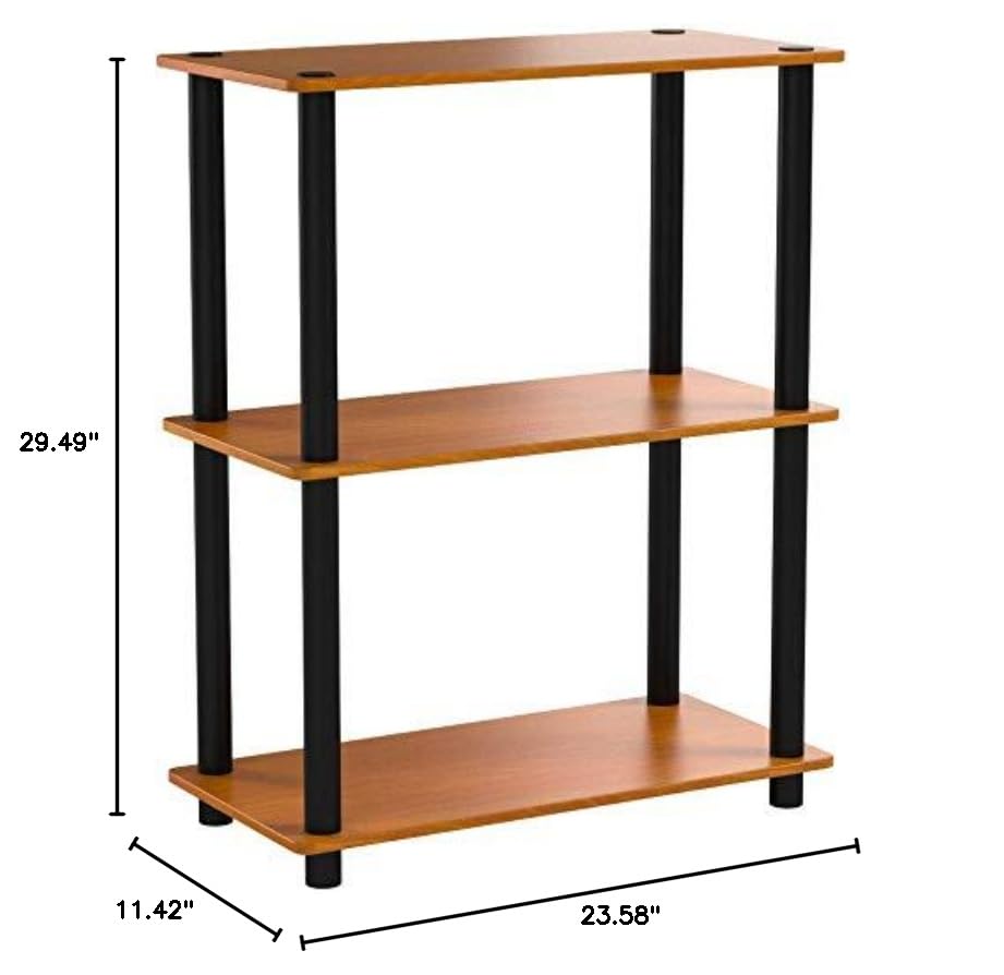 Furinno Turn-N-Tube 3-Tier Compact Multipurpose Shelf Display Rack, Light Cherry