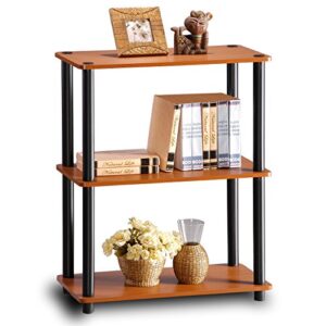 Furinno Turn-N-Tube 3-Tier Compact Multipurpose Shelf Display Rack, Light Cherry