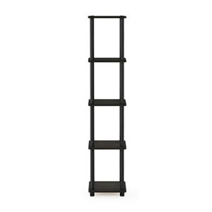 furinno turn-n-tube 5-tier corner square rack display shelf, round, espresso/black