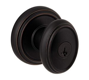 baldwin carnaby, entry door knob handle with keyed lock featuring smartkey re-key technology and microban protection, in venetian bronze