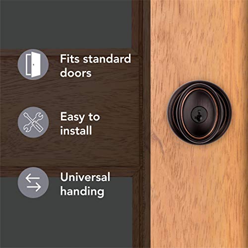 Baldwin Carnaby, Entry Door Knob Handle with Keyed Lock Featuring SmartKey Re-key Technology and Microban Protection, in Venetian Bronze