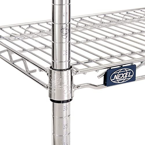 Nexel - 18" x 30" x 74", 5 Tier, NSF Listed Adjustable Wire Shelving, Unit Commercial Storage Rack, Chrome, Leveling feet