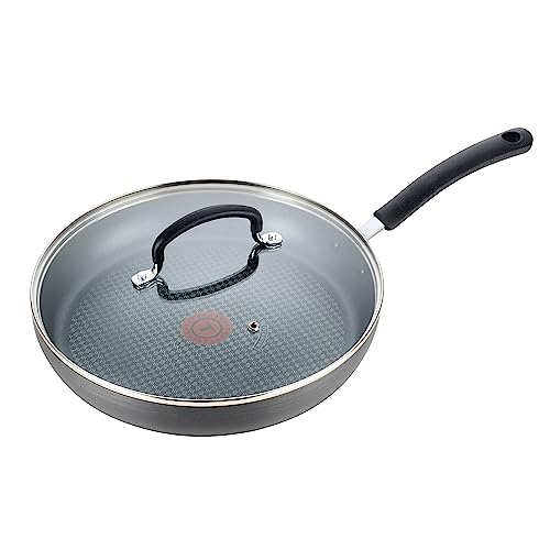 T-fal Ultimate Hard Anodized Nonstick Fry Pan with Lid 10 Inch Cookware, Pots and Pans, Dishwasher Safe Grey