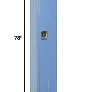 Hallowell U1228-1MB Marine Blue Steel Premium Wardrobe Locker, 1 Wide with 1 Opening, 1 Tier, 12" Width x 78" Height x 12" Depth, Knock Down
