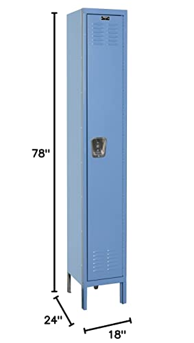 Hallowell U1228-1MB Marine Blue Steel Premium Wardrobe Locker, 1 Wide with 1 Opening, 1 Tier, 12" Width x 78" Height x 12" Depth, Knock Down