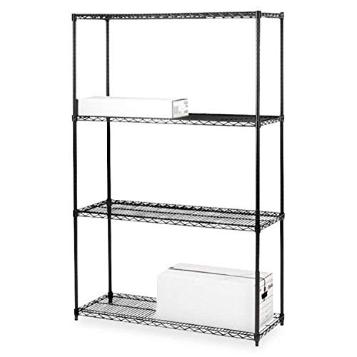 Lorell Starter Shelving Unit, 4 Shelves/4 Posts, 36 by 18 by 72-Inch, Black