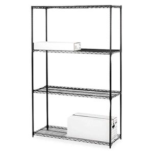 lorell starter shelving unit with 4 shelves/4 posts, 48" x 18" x 72", black