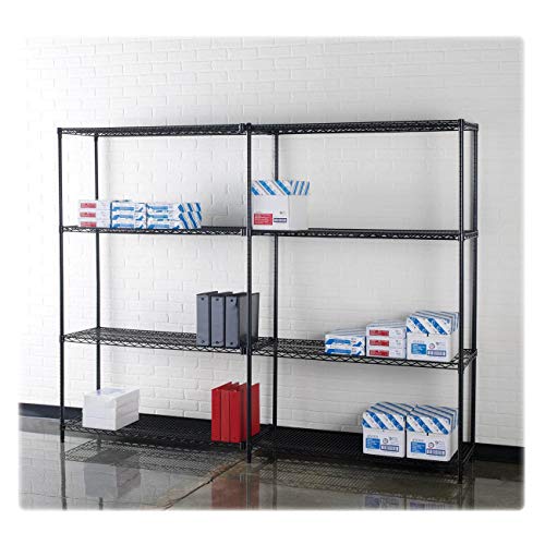 Lorell Starter Shelving Unit with 4 Shelves/4 Posts, 48" x 18" x 72", Black