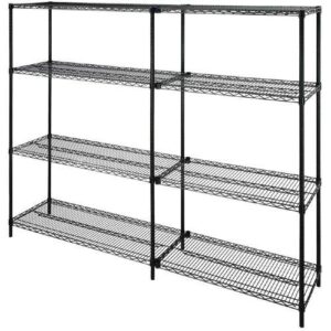 Lorell Starter Shelving Unit with 4 Shelves/4 Posts, 48" x 18" x 72", Black