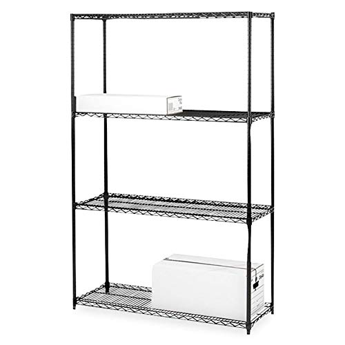 Lorell Starter Shelving Unit with 4 Shelves/4 Posts, 48" x 18" x 72", Black