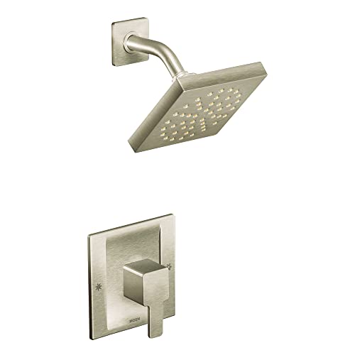 Moen 90 Degree Brushed Nickel Posi-Temp Modern Shower Trim Kit, Valve Required, TS2712BN