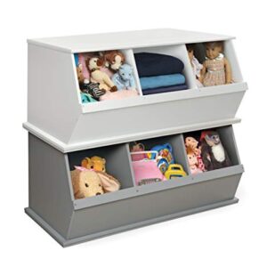 Stackable Wooden 3 Bin Open Storage Toy Organizing Cubby