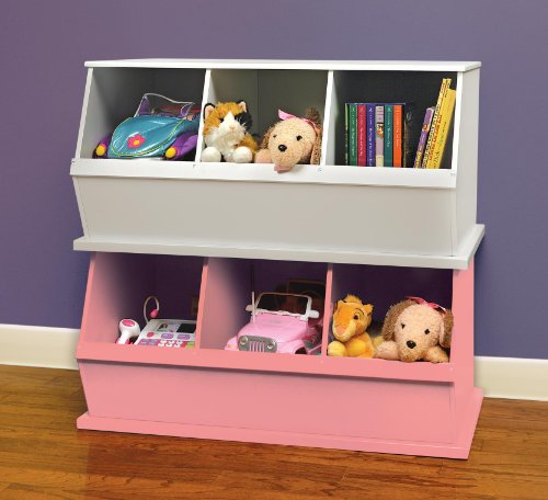 Stackable Wooden 3 Bin Open Storage Toy Organizing Cubby