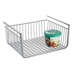 idesign york lyra under shelf hanging wire storage basket for kitchen pantry - silver 13" x 10" x 6"