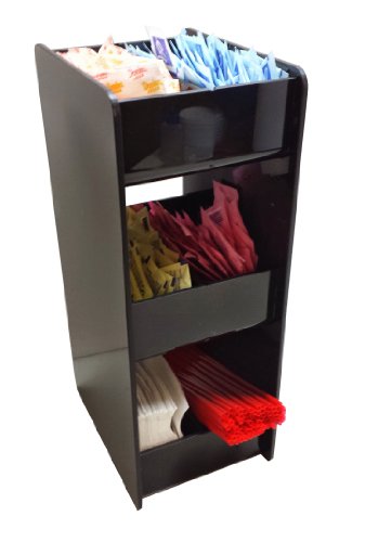 Square Style Coffee Condiment Organizer Rack with 3 Shelves and 6 Compartments Caddy (3003)