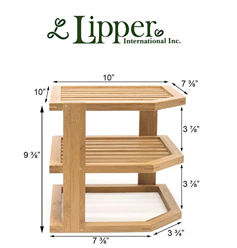 Lipper International 8883 Bamboo Wood 3-Tier Corner Kitchen Storage Shelf, 10" x 10" x 9-1/2"