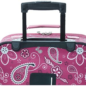 Rockland Fashion Softside Upright Luggage Set, Expandable, Wheel, Telescopic Handle, Pink Bandana, 2-Piece (14/19)