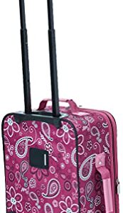 Rockland Fashion Softside Upright Luggage Set, Expandable, Wheel, Telescopic Handle, Pink Bandana, 2-Piece (14/19)