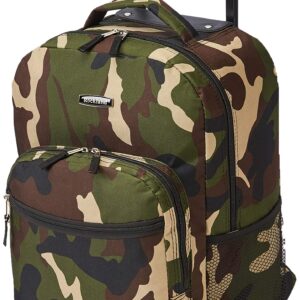 Rockland Double Handle Rolling Backpack, Camouflage, 17-Inch