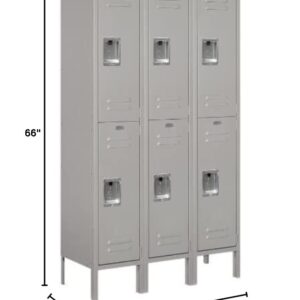 Salsbury Industries 62352GY-U Unassembled Standard Metal Locker with Double Tier, Gray