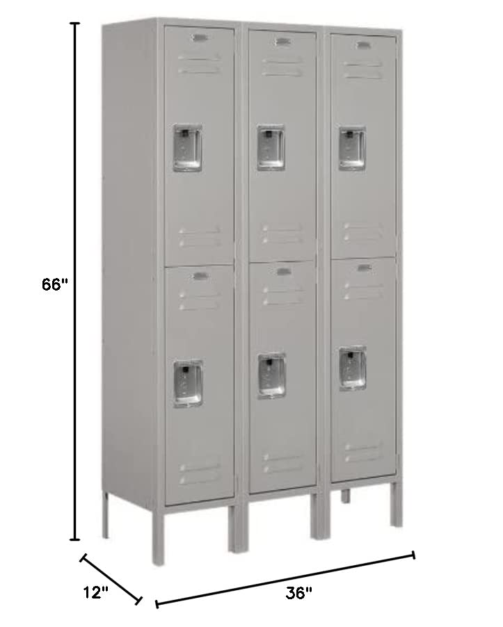 Salsbury Industries 62352GY-U Unassembled Standard Metal Locker with Double Tier, Gray