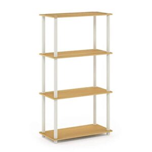 furinno (99557be/wh) turn-n-tube 4-tier multipurpose shelf display rack - beech/white