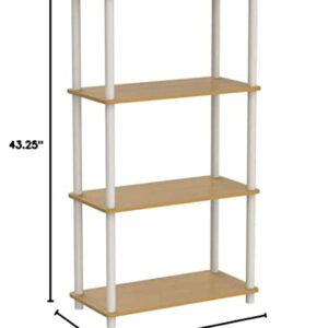 Furinno (99557BE/WH) Turn-N-Tube 4-Tier Multipurpose Shelf Display Rack - Beech/White