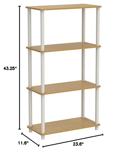 Furinno (99557BE/WH) Turn-N-Tube 4-Tier Multipurpose Shelf Display Rack - Beech/White