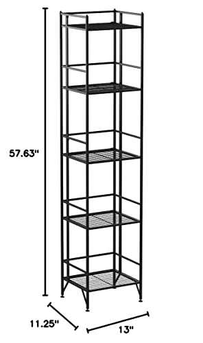 Convenience Concepts Designs2Go X-Tra Storage 5-Tier Folding Metal Shelf, Black