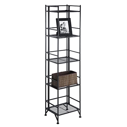 Convenience Concepts Designs2Go X-Tra Storage 5-Tier Folding Metal Shelf, Black