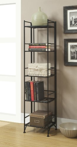 Convenience Concepts Designs2Go X-Tra Storage 5-Tier Folding Metal Shelf, Black