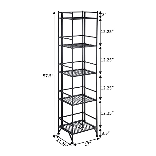 Convenience Concepts Designs2Go X-Tra Storage 5-Tier Folding Metal Shelf, Black