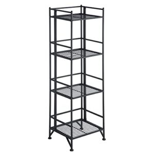 convenience concepts xtra storage 4 tier folding metal shelf, black