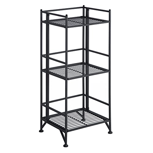 Convenience Concepts Xtra Storage 3 Tier Folding Metal Shelf, Black