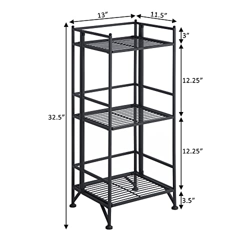 Convenience Concepts Xtra Storage 3 Tier Folding Metal Shelf, Black