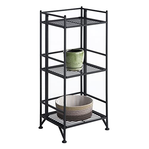 Convenience Concepts Xtra Storage 3 Tier Folding Metal Shelf, Black