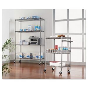 Alera Complete Wire Shelving Unit w/Caster, 48" x 18" x 72", Black Anthracite