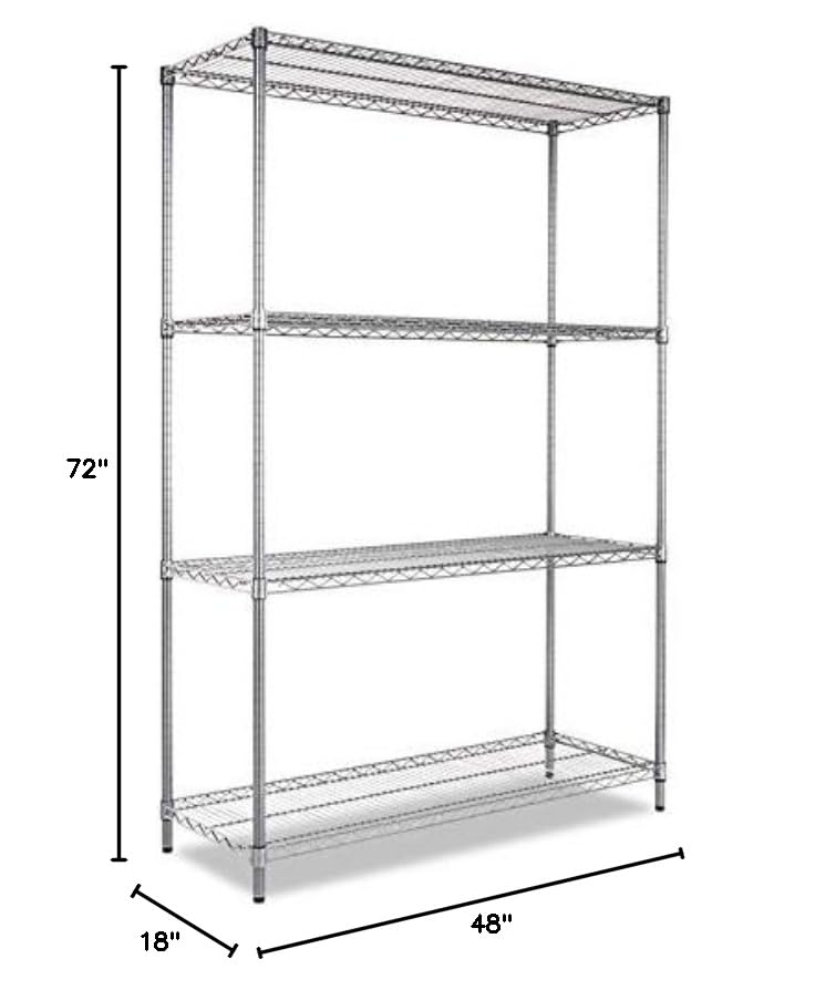 Alera Complete Wire Shelving Unit w/Caster, 48" x 18" x 72", Black Anthracite