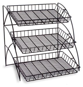 3-tiered wire shelving display rack for tabletop use - black