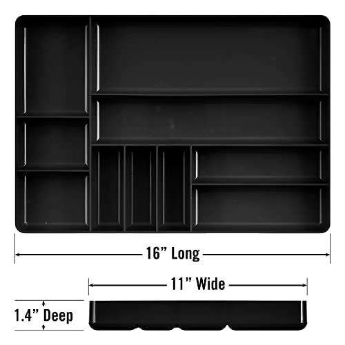 ERNST Tool Garage Organizer Tray, Black, 10-Compartments